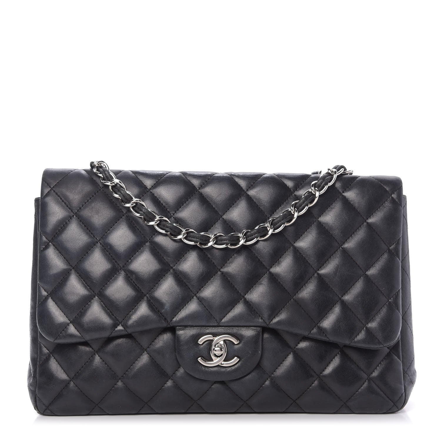 Chanel Lambskin Quilted Jumbo Single Flap Black 1 of 9