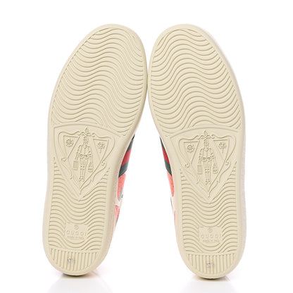 Gucci Calfskin Web Strawberry Print Womens Ace Sneakers 37.5 Ivory Red Green 5 of 11