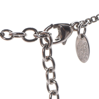 Chanel Crystal Resin CC Necklace Silver Black 4 of 5