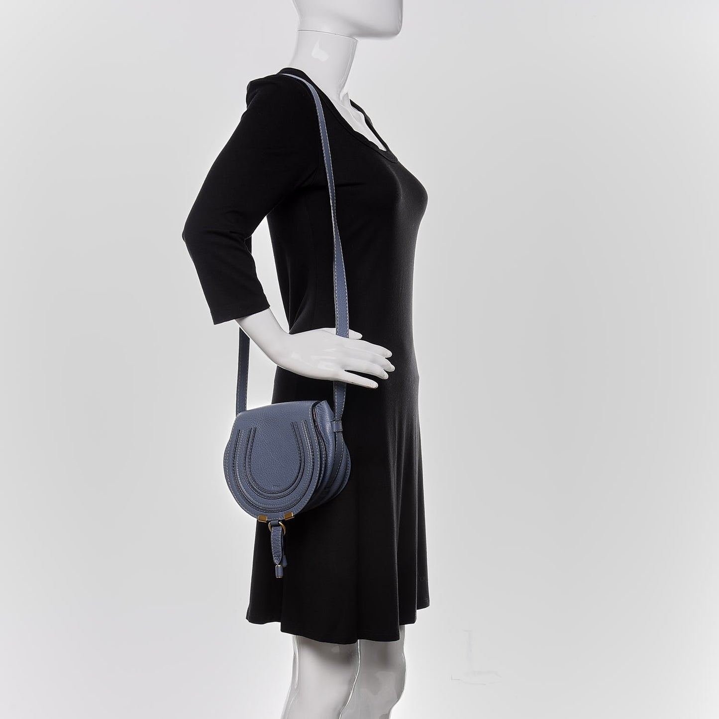 Calfskin Mini Marcie Round Crossbody Street Blue