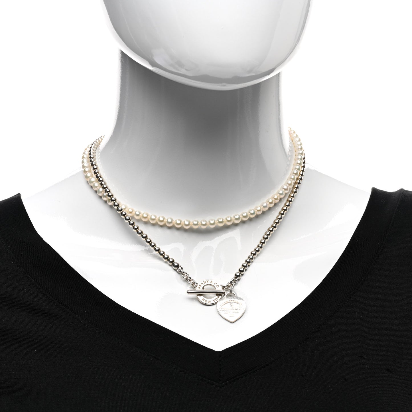 Sterling Silver Diamond Pearl Return to Tiffany Wrap Necklace