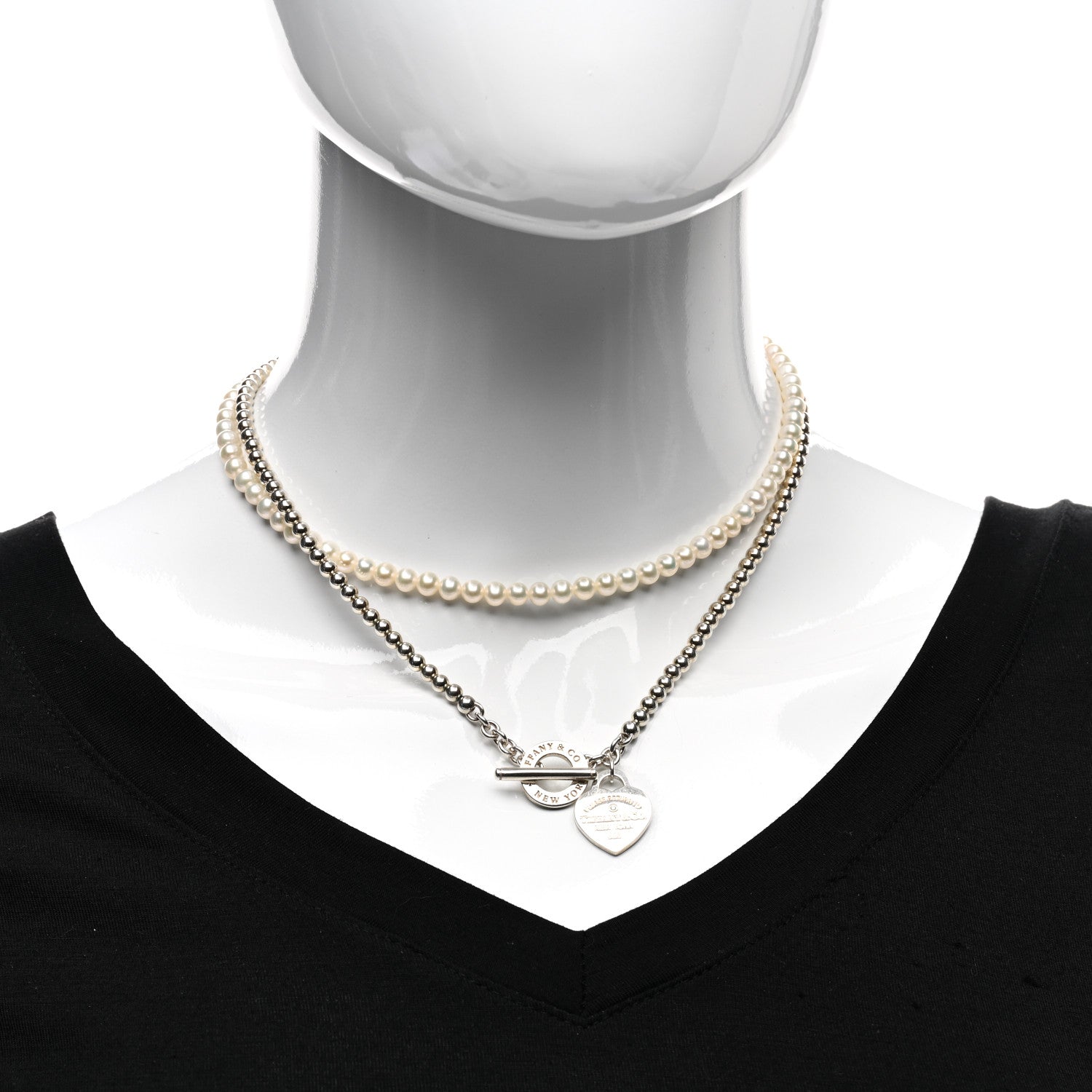 Tiffany Sterling Silver Diamond Pearl Return to Tiffany Wrap Necklace 2 of 4