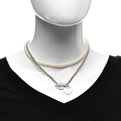 Tiffany Sterling Silver Diamond Pearl Return to Tiffany Wrap Necklace 2 of 4