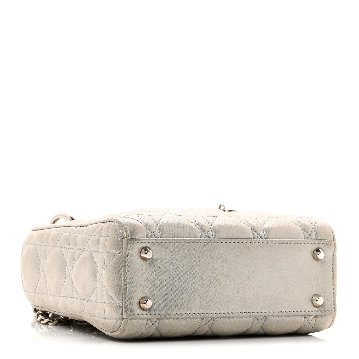 Christian Dior Metallic Lambskin Cannage Mini Lady Dior Silver 4 of 11