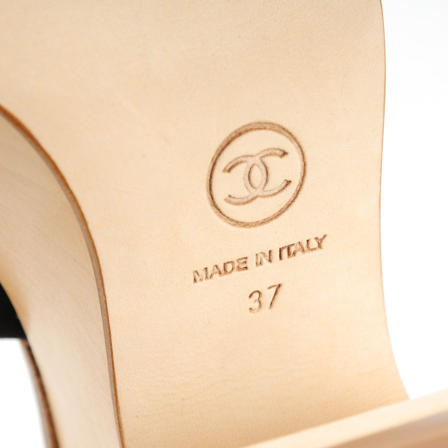 Chanel Calfskin Patent Wood CC Mules 37 Black 6 of 7