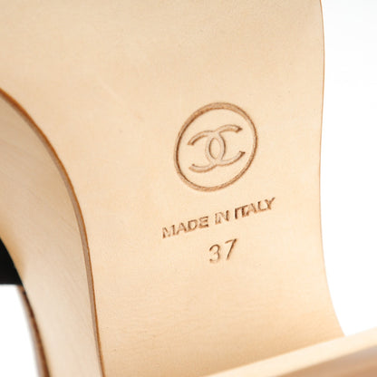 Chanel Calfskin Patent Wood CC Mules 37 Black 6 of 7