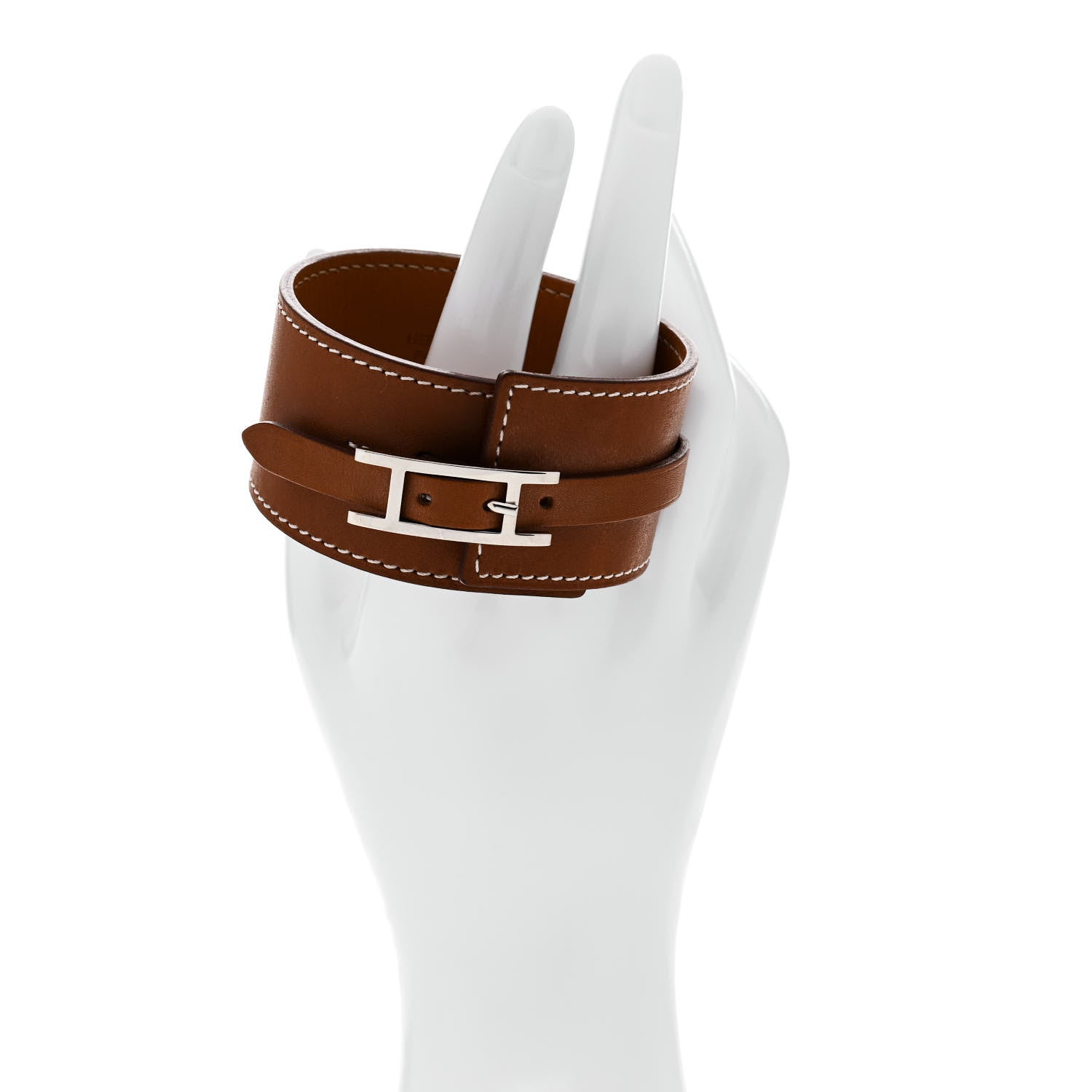 Hermes Natural Barenia Fleuron Bracelet L Fauve 2 of 5