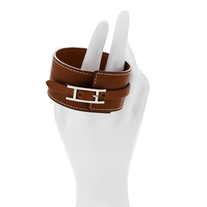 Hermes Natural Barenia Fleuron Bracelet L Fauve 2 of 5