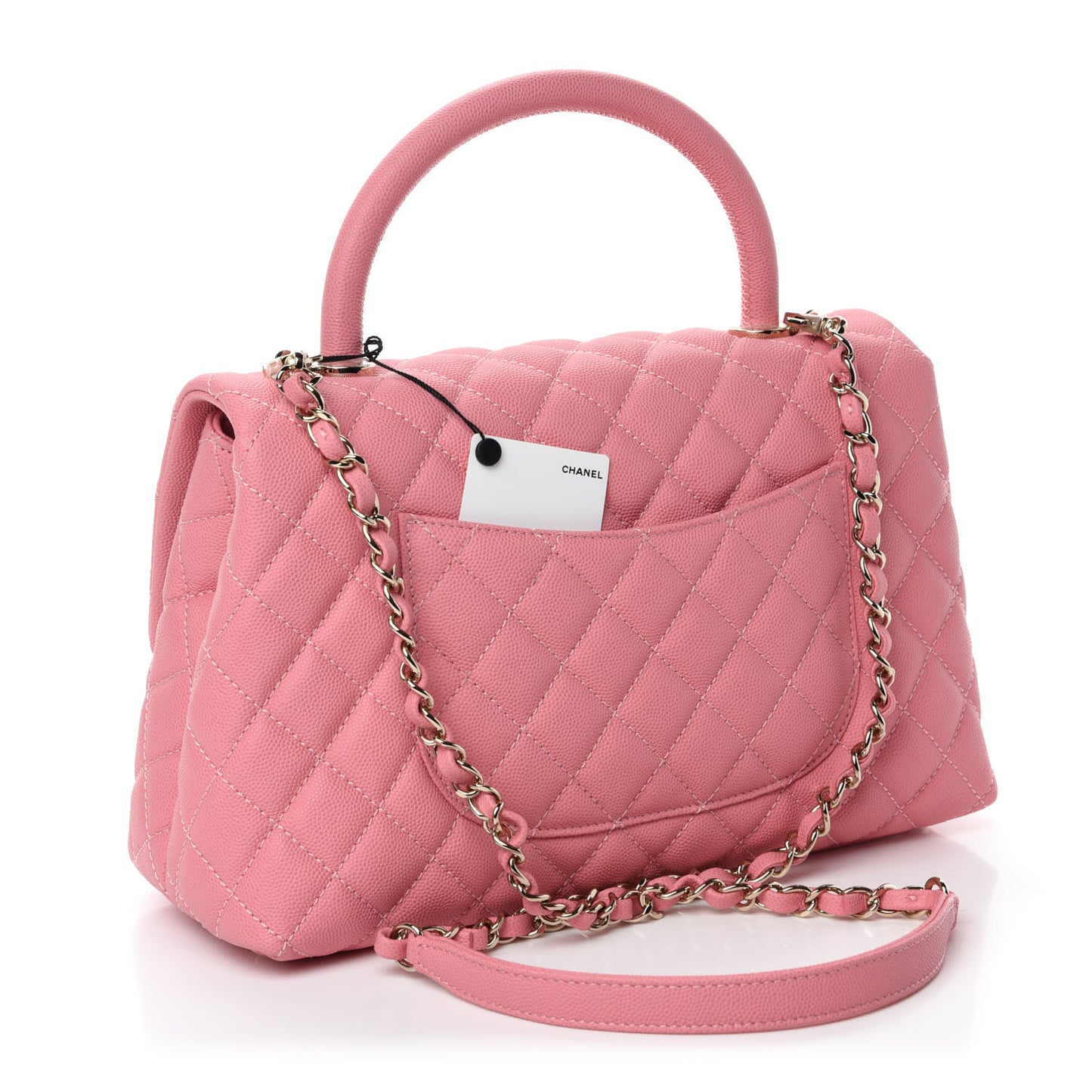 Caviar Quilted Small Coco Handle Flap Pink