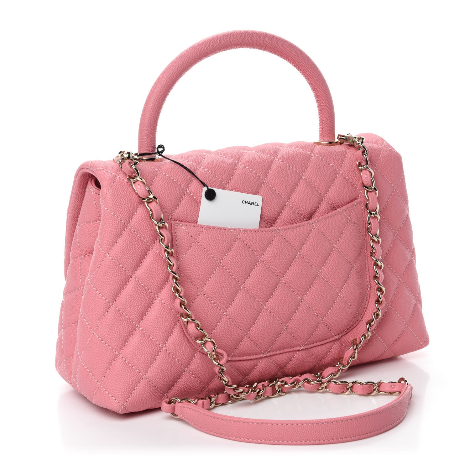 Chanel Caviar Quilted Small Coco Handle Flap Pink 2 of 10