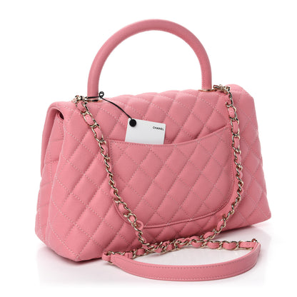 Chanel Caviar Quilted Small Coco Handle Flap Pink 2 of 10