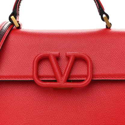 Valentino Garavani Grainy Calfskin Small VSling Top Handle Bag Rouge Pur Cerise 7 of 11