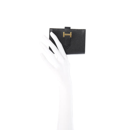 Hermes Chevre Mysore Mini Bearn Wallet Black 2 of 7