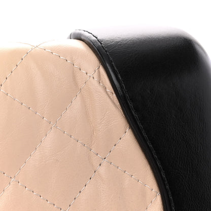 Chanel Aged Calfskin Quilted Small Gabrielle Clutch With Chain Beige Black 17 of 17