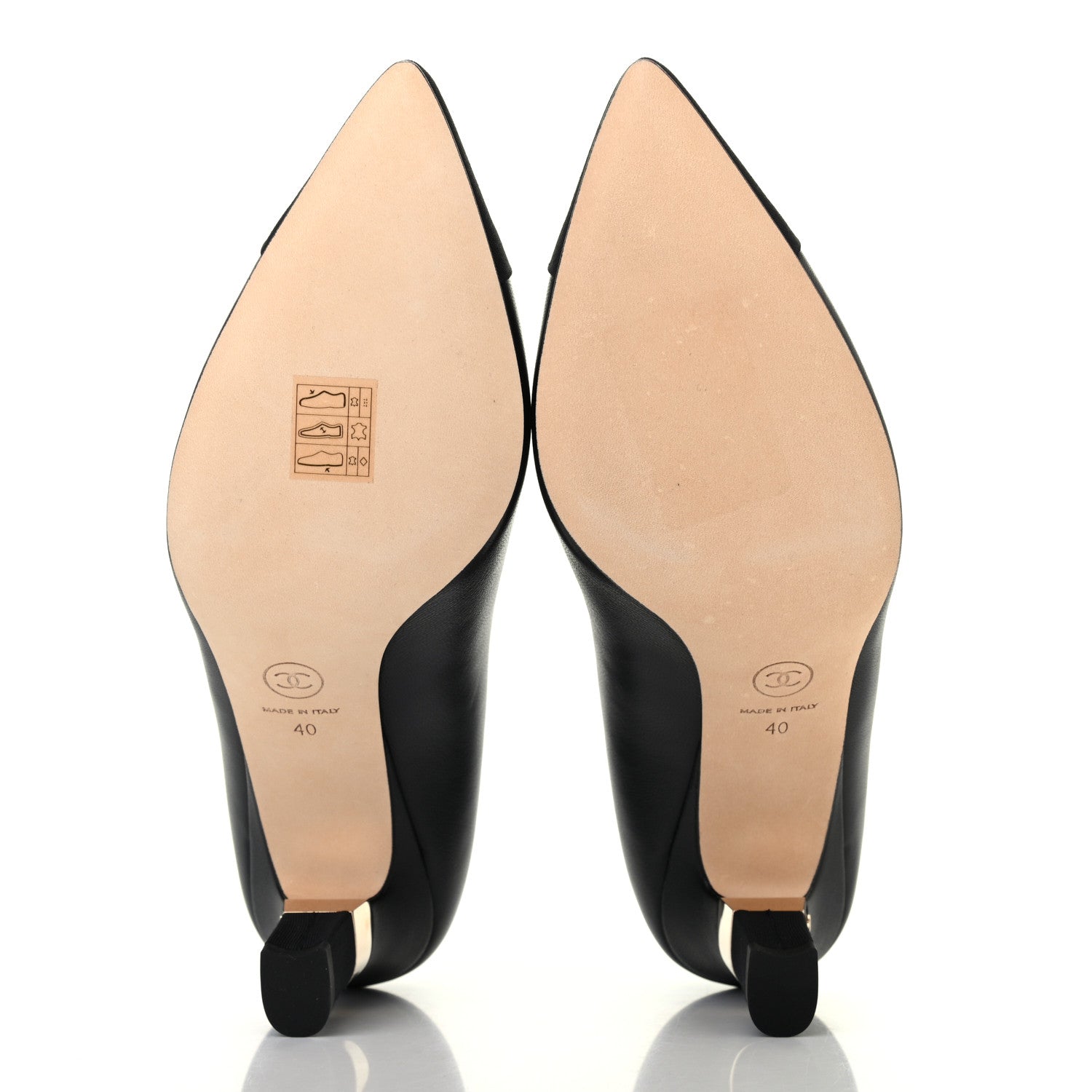 Chanel Goatskin Grosgrain Cap Toe CC Pumps 40 Black 4 of 4