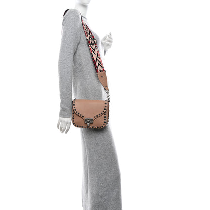 Valentino Garavani Grained Calfskin Onyx Guitar Strap Rockstud Rolling Shoulder Flap Messenger Bag Soft Noisette 2 of 14