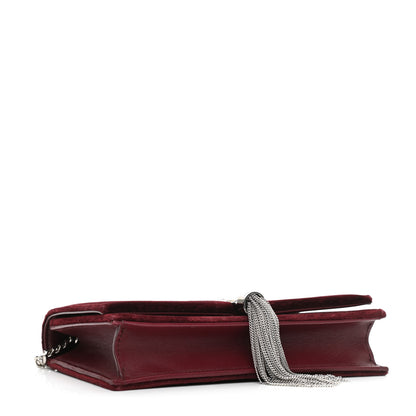 Saint Laurent Velvet Crystal Monogram Kate Tassel Shoulder Bag Burgundy 4 of 10