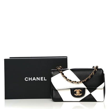 Chanel Lambskin Geometric Patchwork Mini Flap Black White 11 of 11