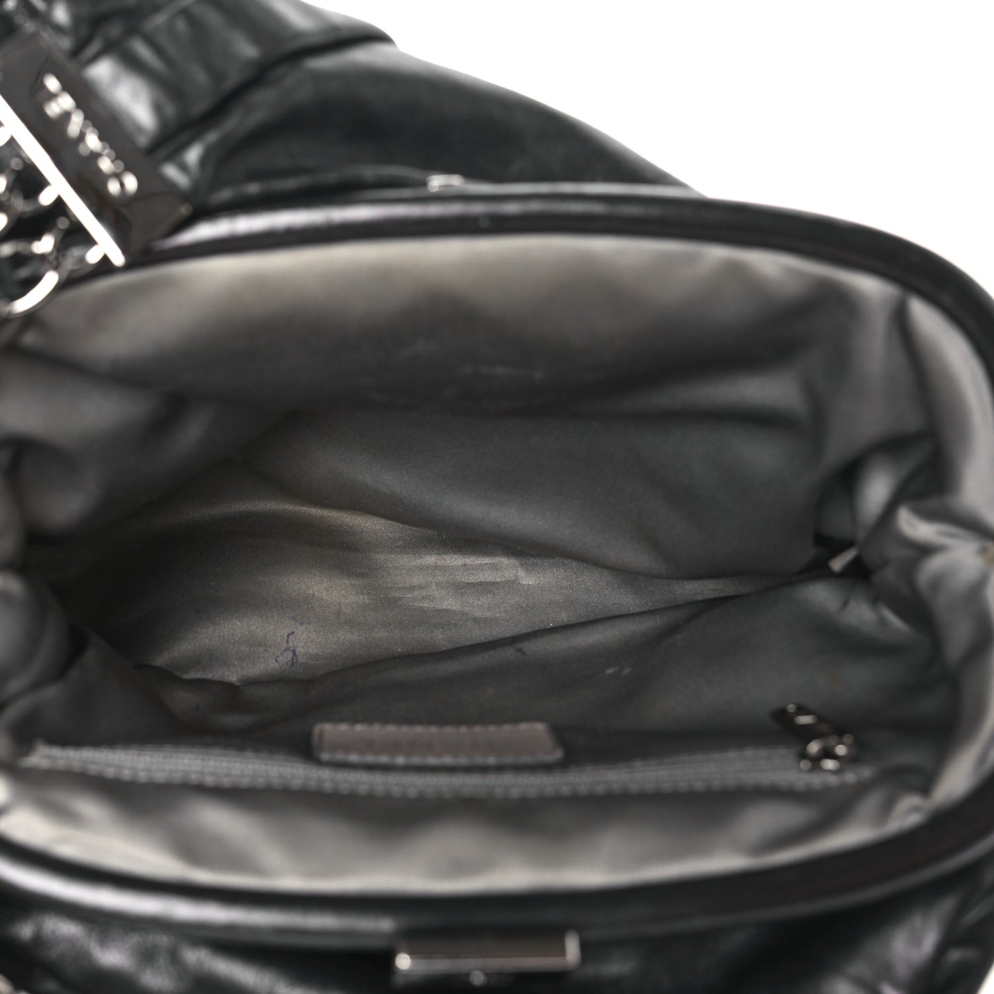 Lambskin Mini Rock and Chain Hobo Black