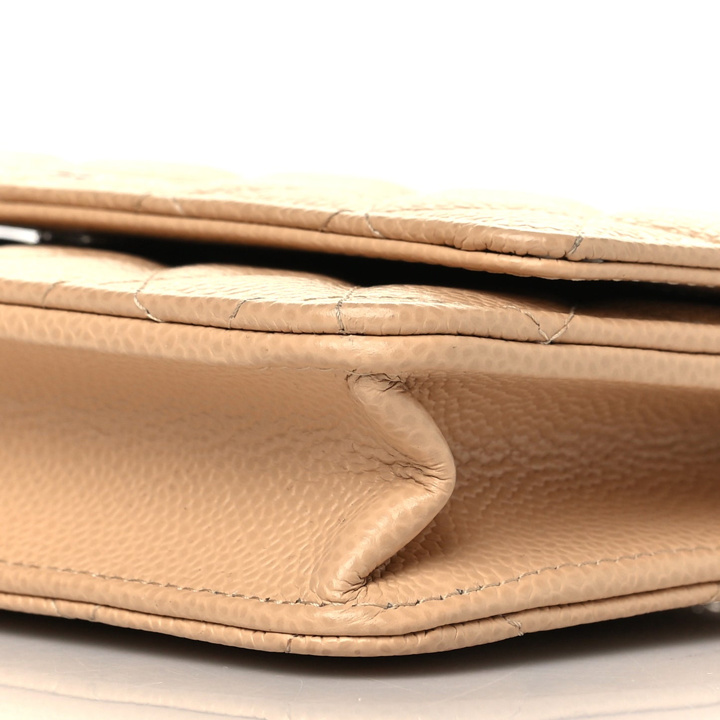 Caviar Quilted Wallet On Chain WOC Beige
