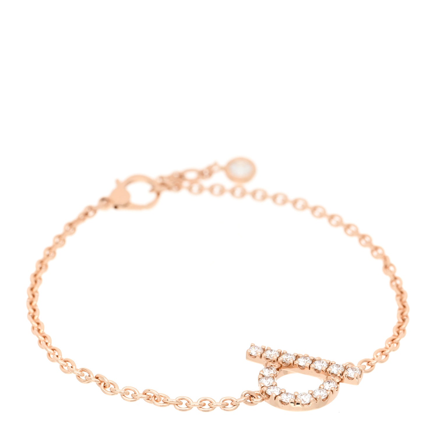 Hermes 18K Rose Gold Diamond Finesse Bracelet SH 1 of 4