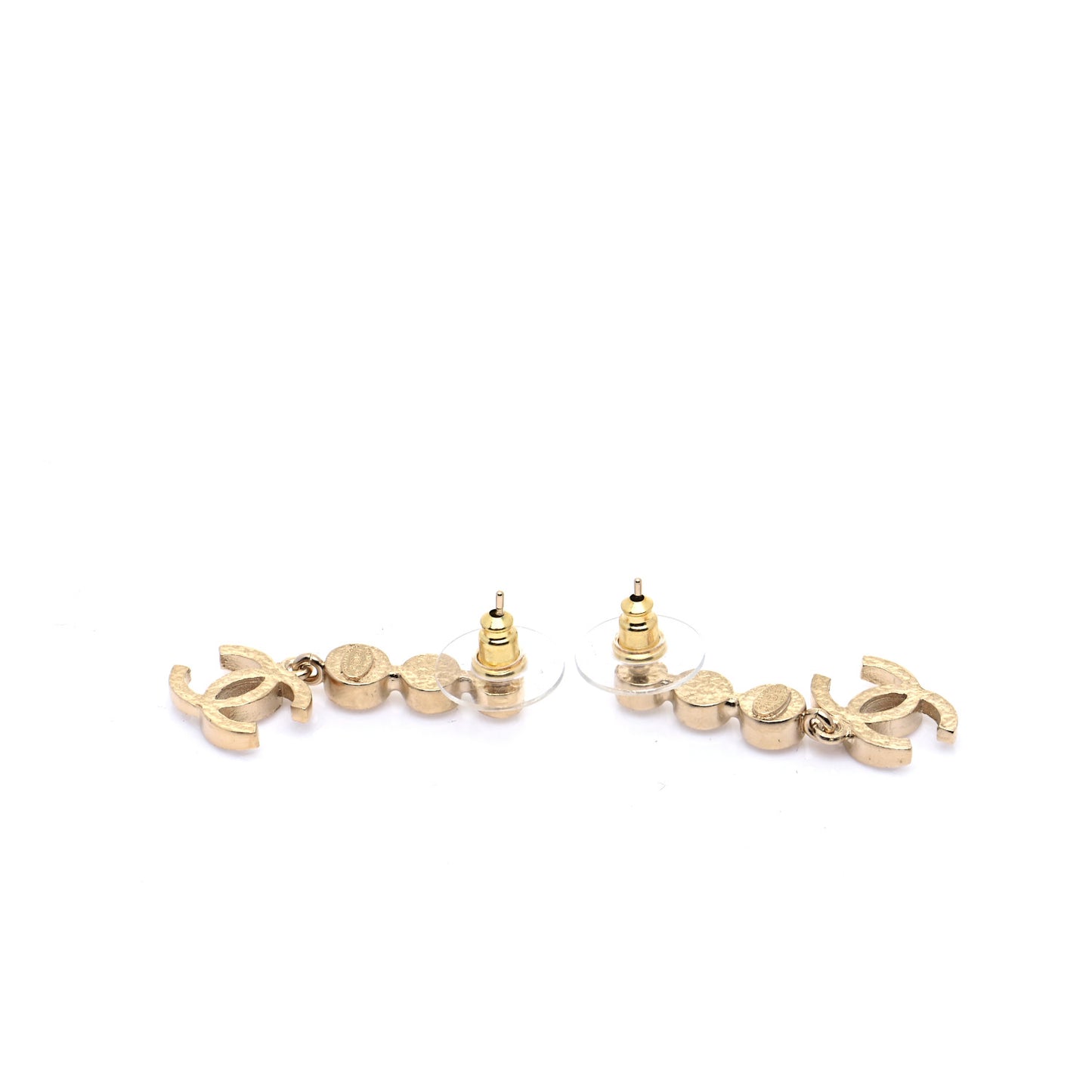 Crystal CC Drop Earrings Gold