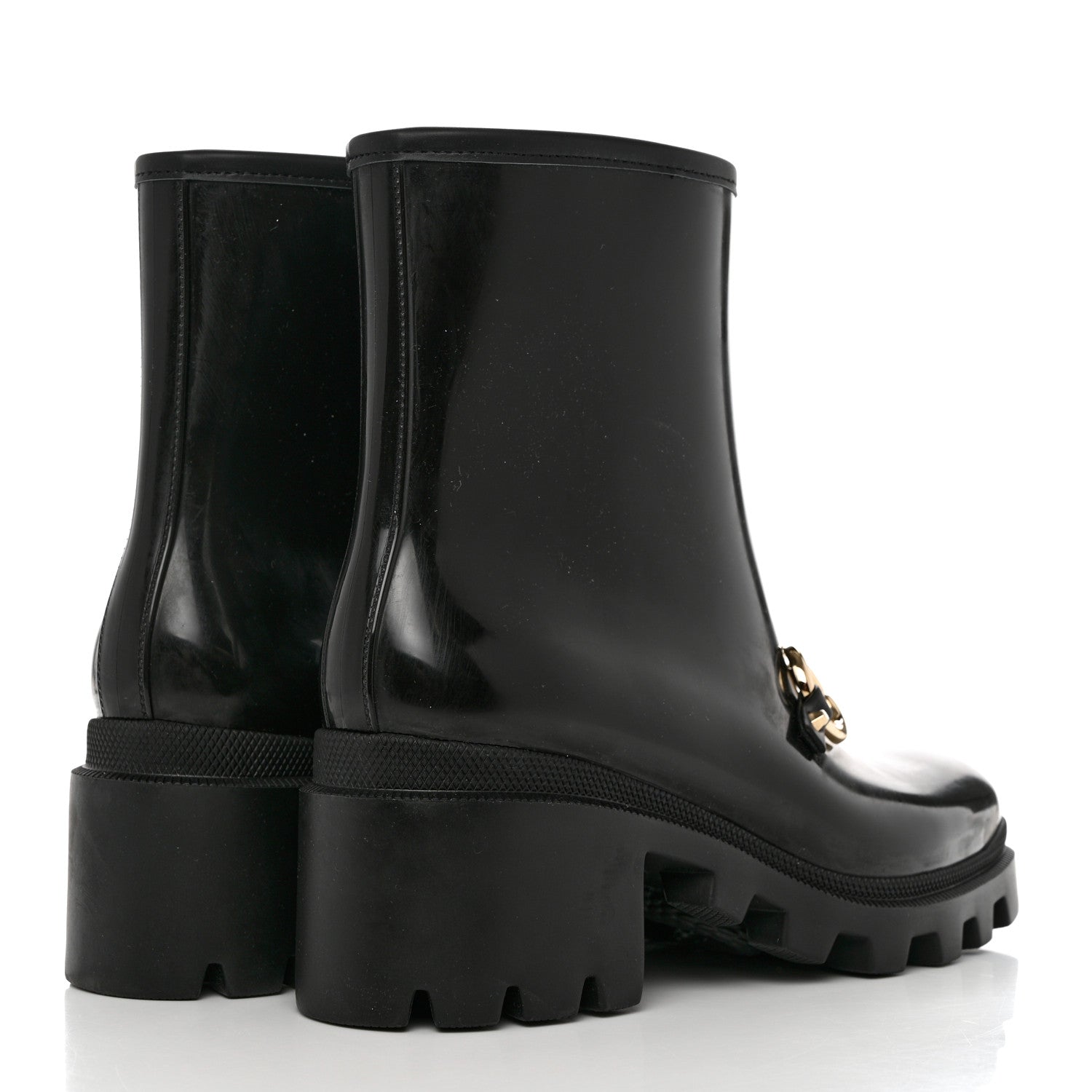Gucci Rubber Womens Horsebit Ankle Boots 39 Black 4 of 9