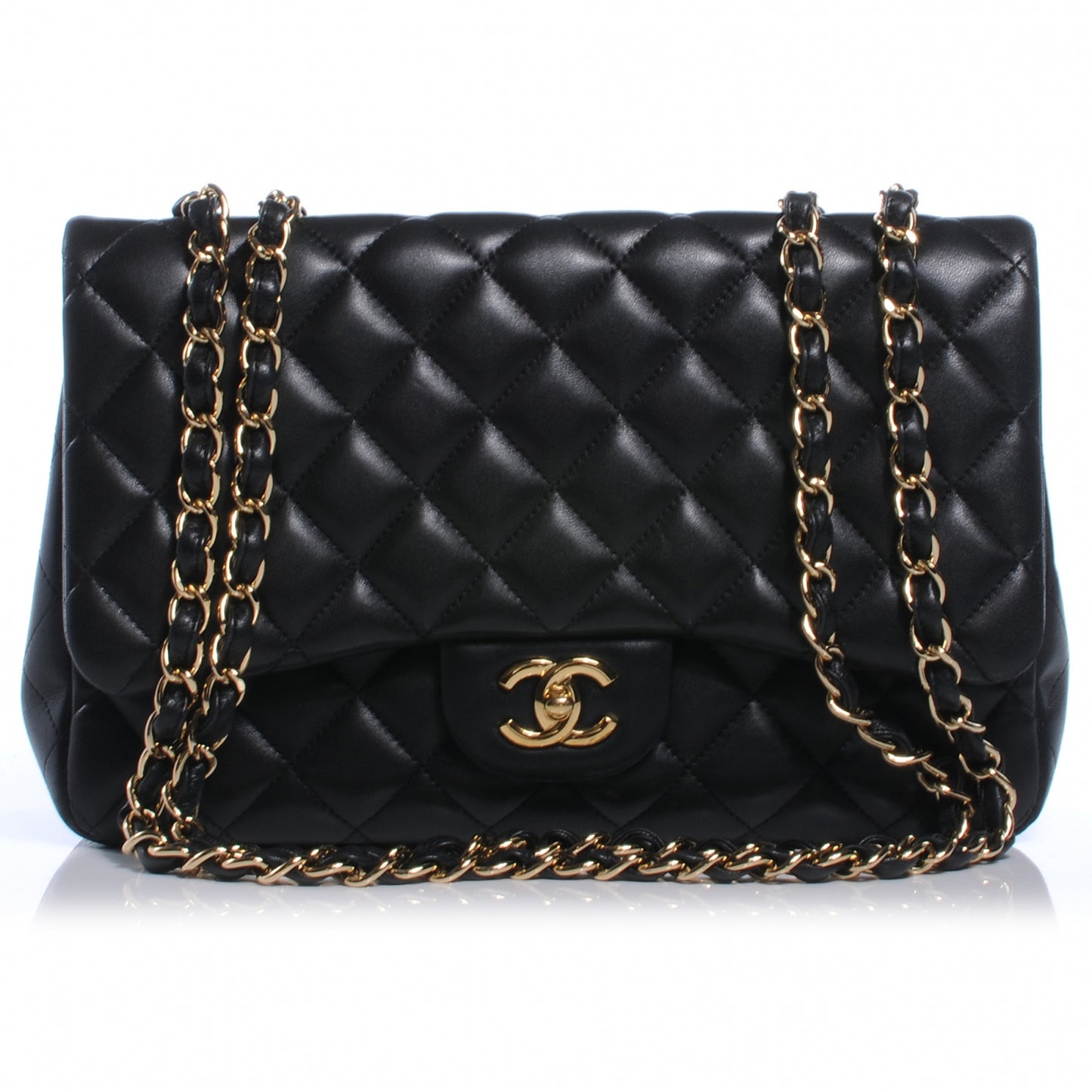 Lambskin Jumbo Single Flap Black