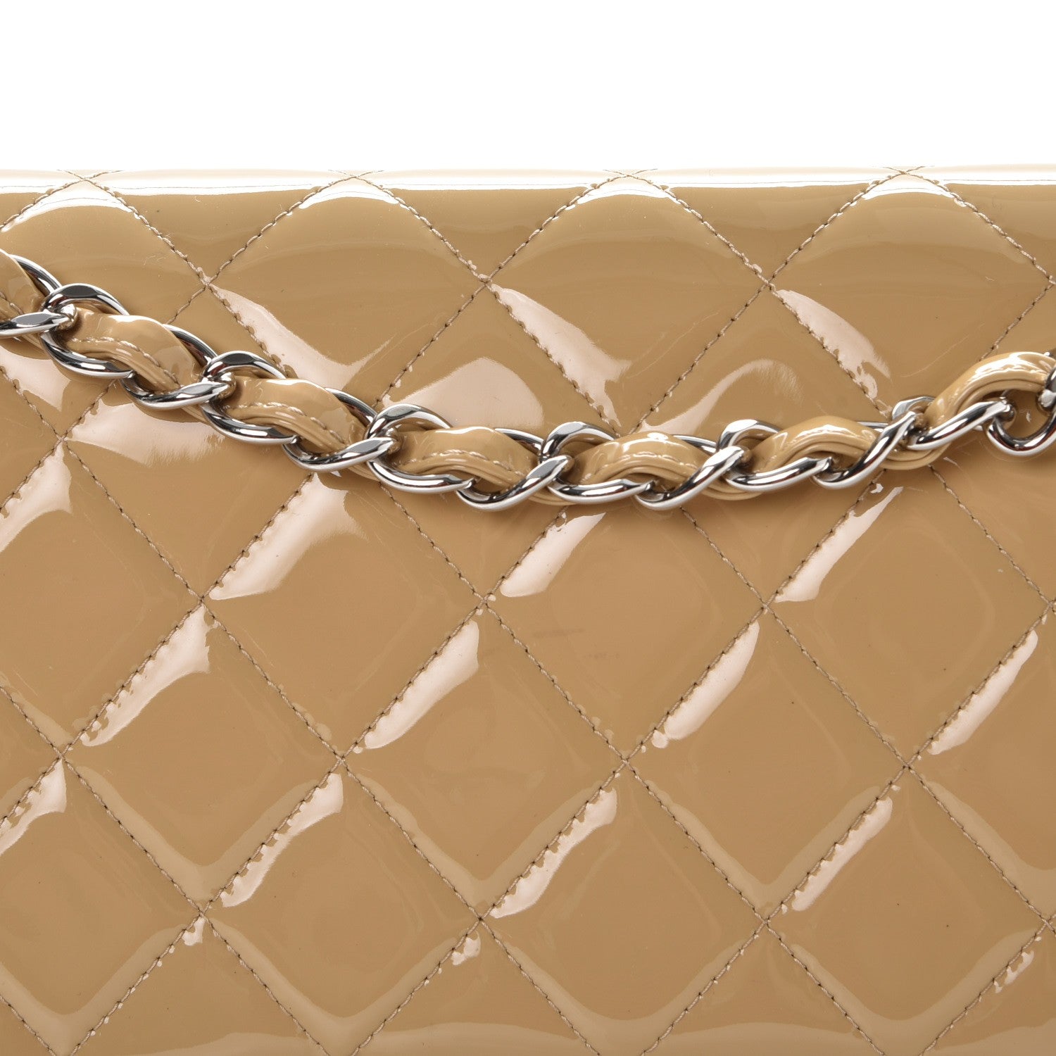 Chanel Patent Quilted Jumbo Double Flap Beige 9 of 10
