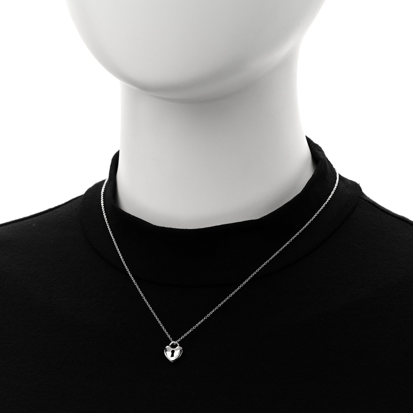 Sterling Silver Heart Lock Pendant Link Necklace