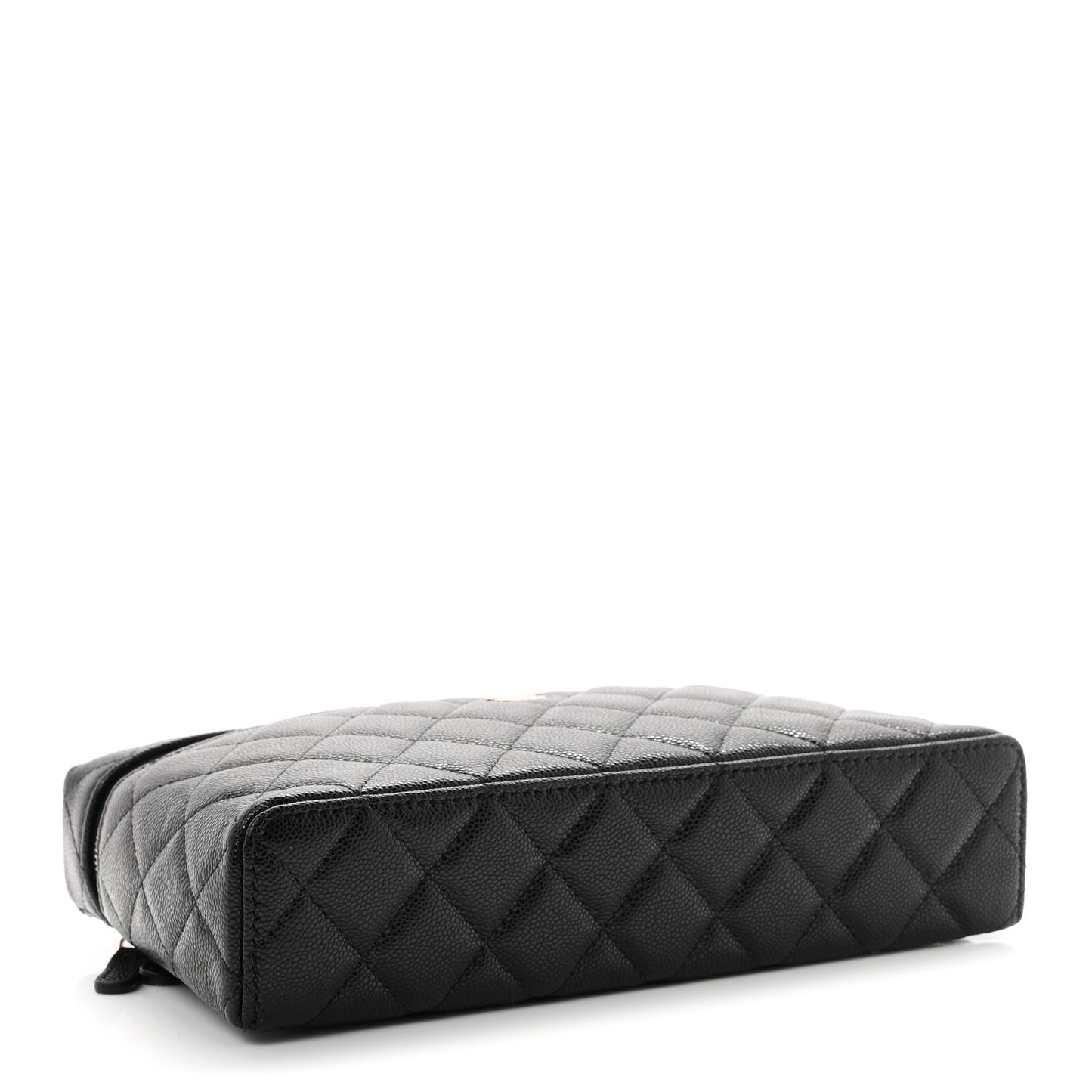Caviar Quilted Large Top Handle Slim Vanity With Chain Black