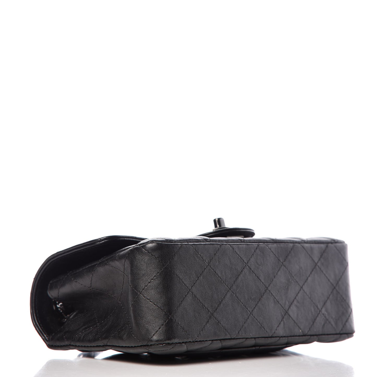 Crumpled Calfskin Quilted Mini Rectangular Flap So Black