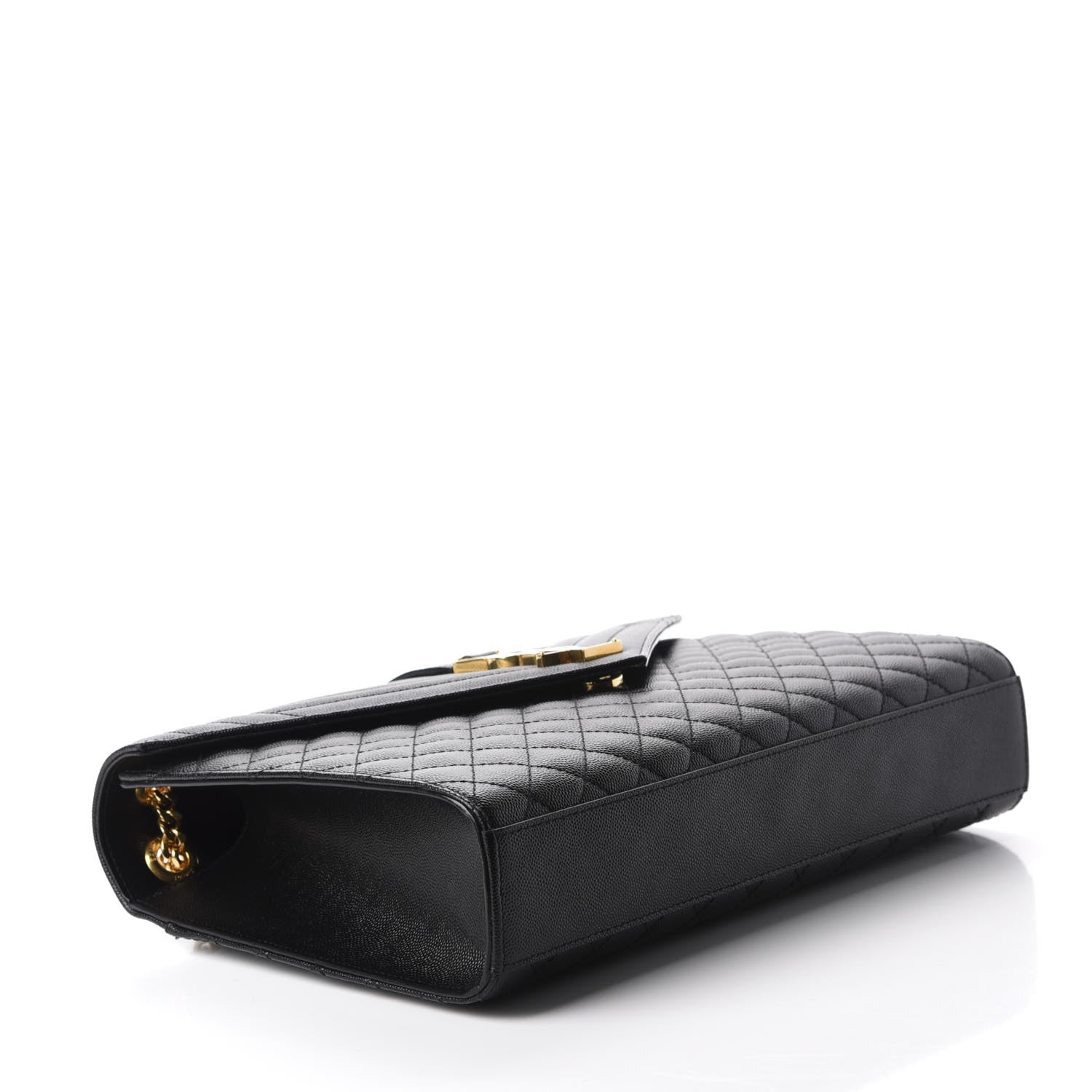 Saint Laurent Grain De Poudre Textured Mixed Matelasse Large Triquilt Monogram Satchel Black 4 of 12