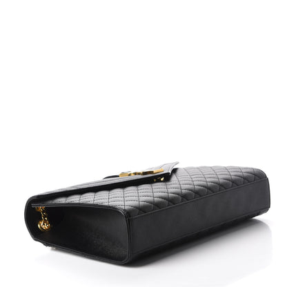 Saint Laurent Grain De Poudre Textured Mixed Matelasse Large Triquilt Monogram Satchel Black 4 of 12
