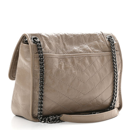 Saint Laurent Crinkled Calfskin Matelasse Monogram Medium Niki Chain Satchel Taupe 2 of 9
