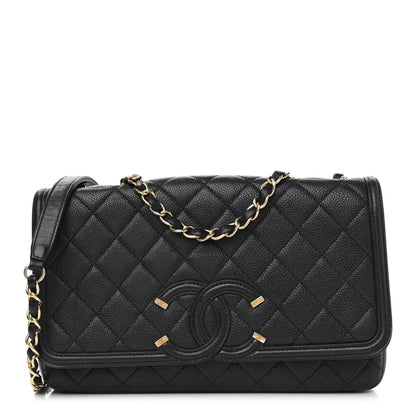 Chanel Caviar Quilted Medium CC Filigree Flap Black 1 of 15