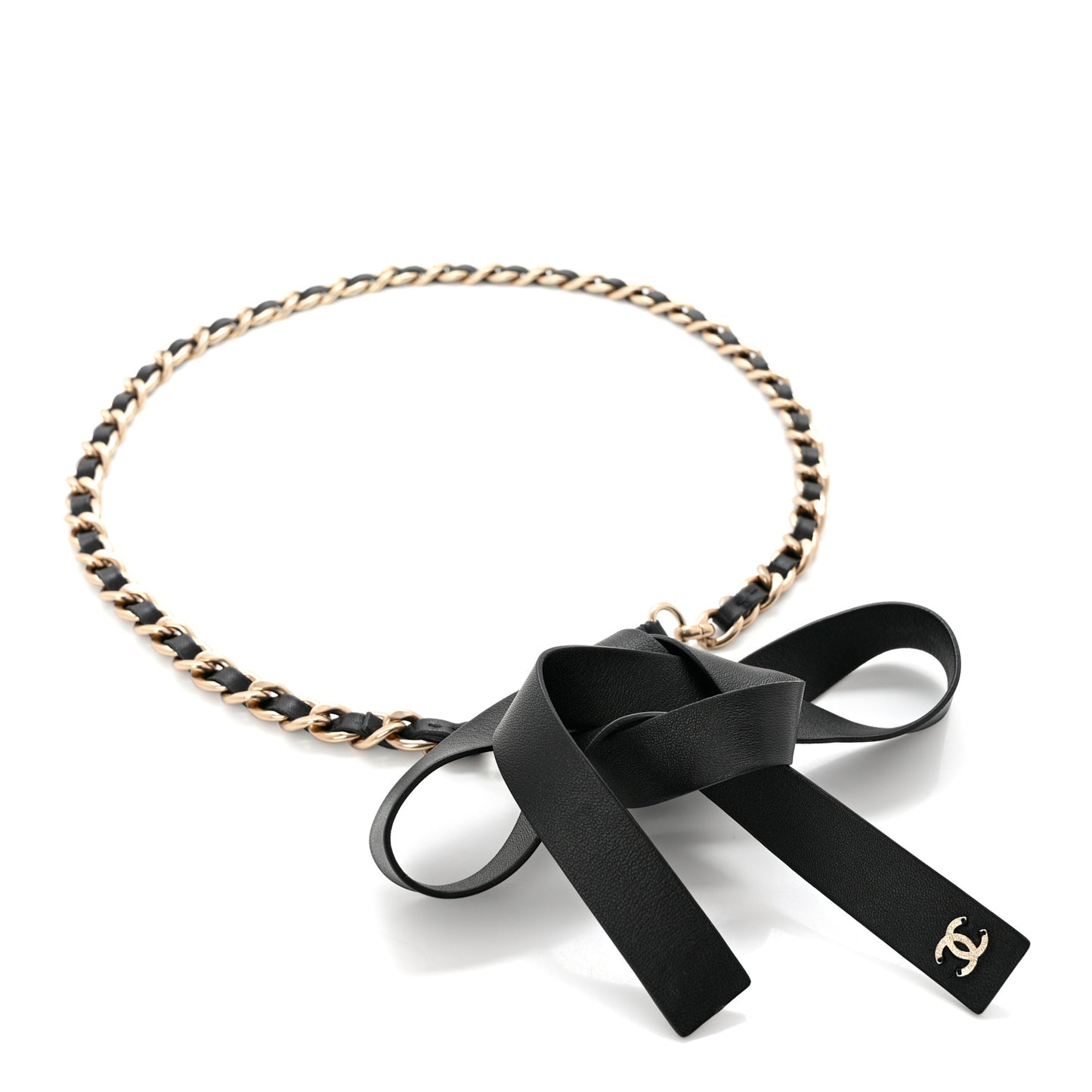 Lambskin Chain CC Bow Belt M 80 32 Black