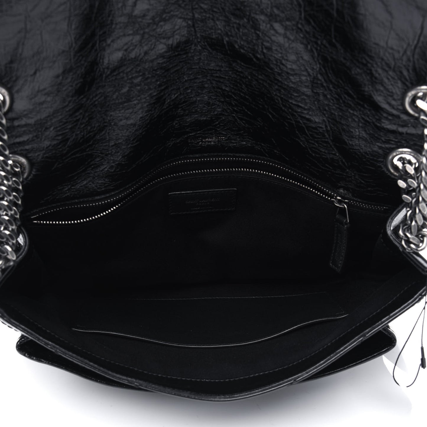 Crinkled Calfskin Matelasse Monogram Medium Niki Chain Satchel Black