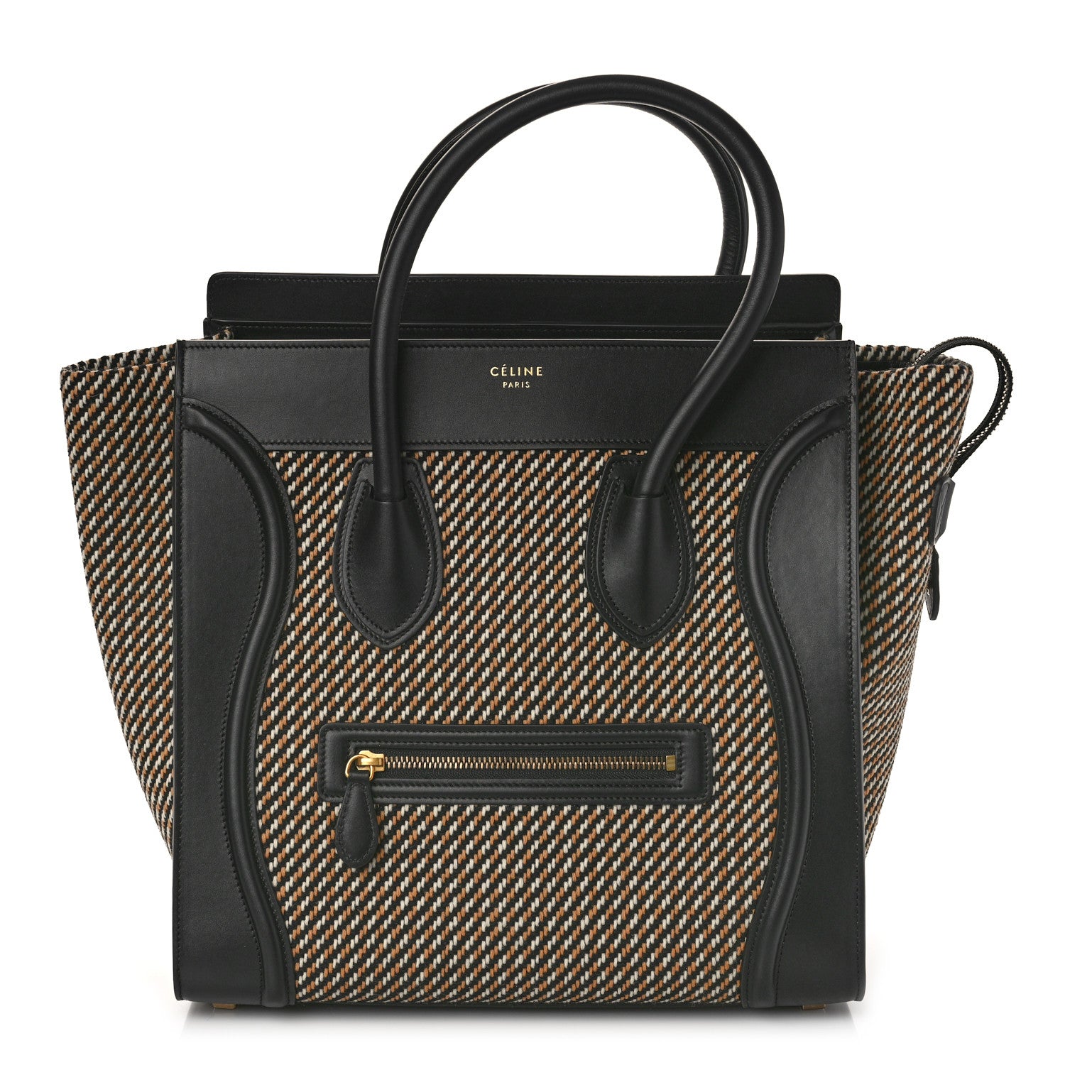 Celine Twill Smooth Calfskin Mini Luggage Dune Black 1 of 8
