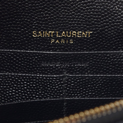 Saint Laurent Grain De Poudre Matelasse Chevron Monogram Envelope Chain Wallet Black 6 of 9