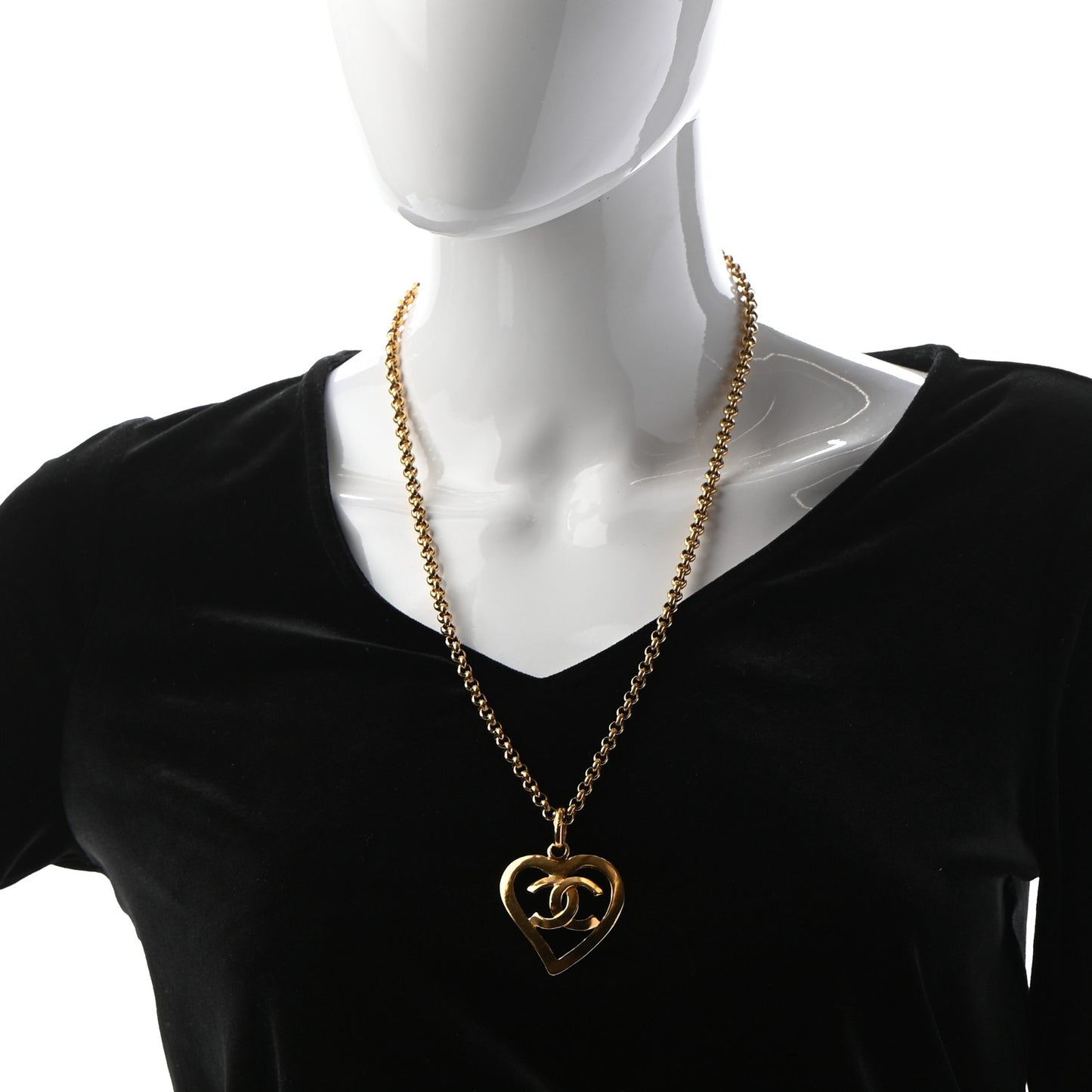CC Heart Chain Pendant Necklace Gold