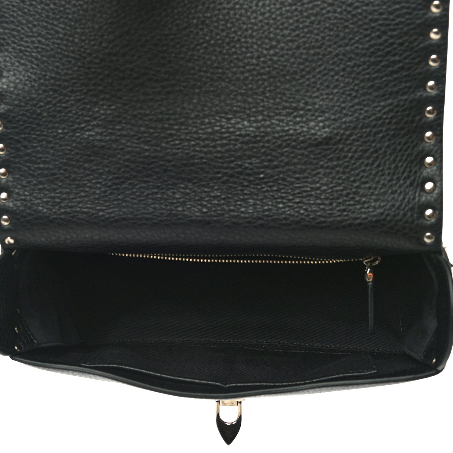 Valentino Garavani Pebbled Calfskin Rockstud Single Handle Flap Bag Black 7 of 9