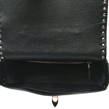Valentino Garavani Pebbled Calfskin Rockstud Single Handle Flap Bag Black 7 of 9