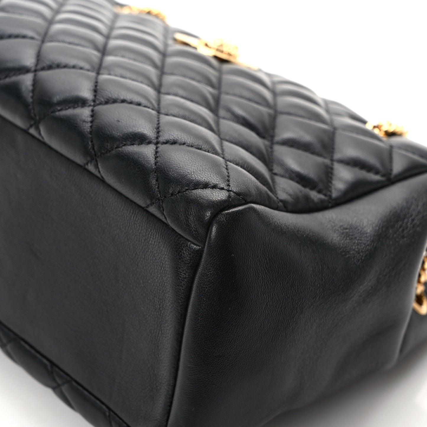 Nappa Quilted Medusa Chain Shoulder Bag Black
