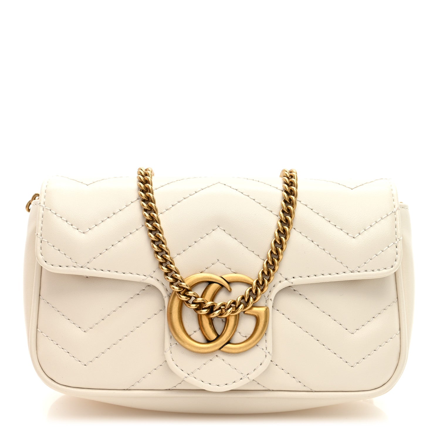Gucci Calfskin Matelasse Super Mini GG Marmont Shoulder Bag White 1 of 8