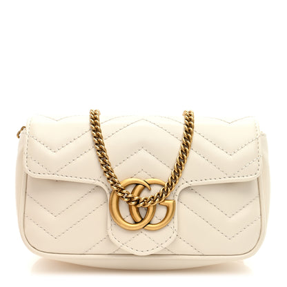 Gucci Calfskin Matelasse Super Mini GG Marmont Shoulder Bag White 1 of 8