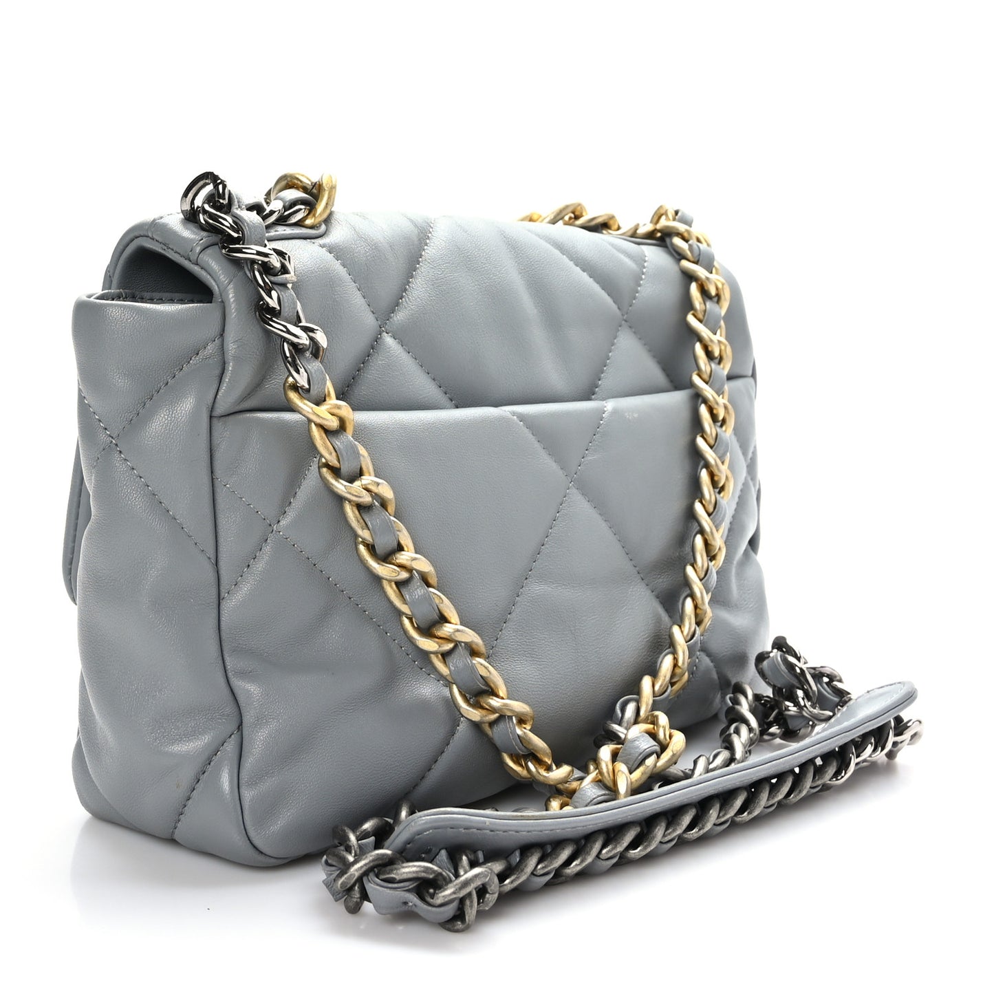 Goatskin Quilted Medium Chanel 19 Flap Grey