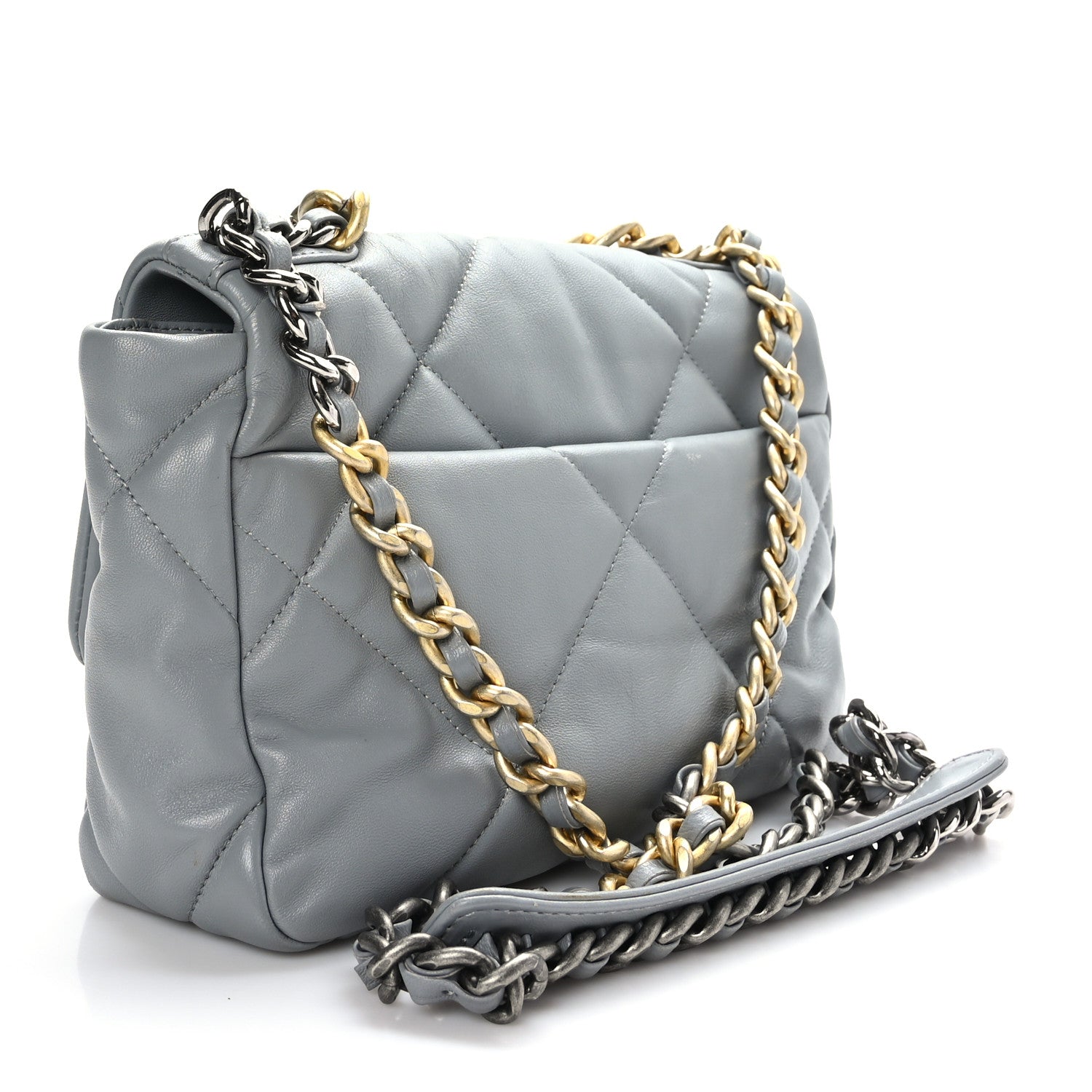Chanel Goatskin Quilted Medium Chanel 19 Flap Grey 3 of 10