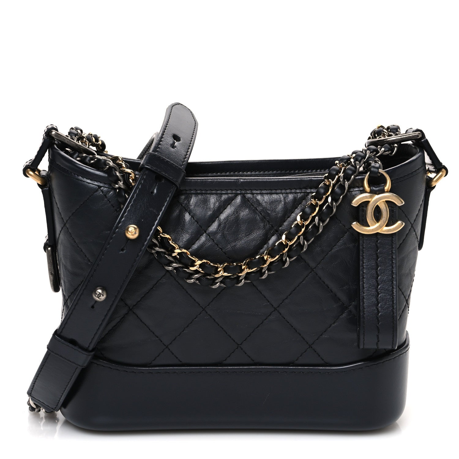Chanel Aged Calfskin Quilted Small Gabrielle Hobo Dark Grey 1 of 12