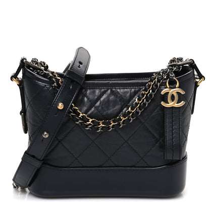 Chanel Aged Calfskin Quilted Small Gabrielle Hobo Dark Grey 1 of 12
